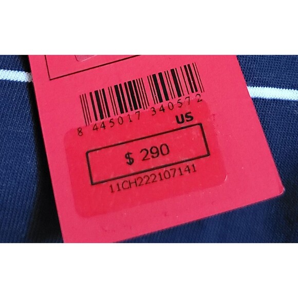 NWT CH Carolina Herrera Men's Navy Blue Striped Embroidered Logo Tshirt XL $290 - Picture 7 of 9